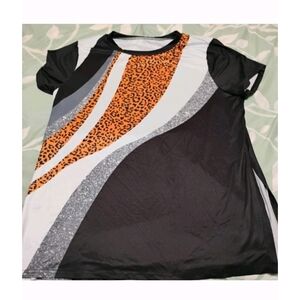Chic Leopard Print Black and Orange Women's Blouse